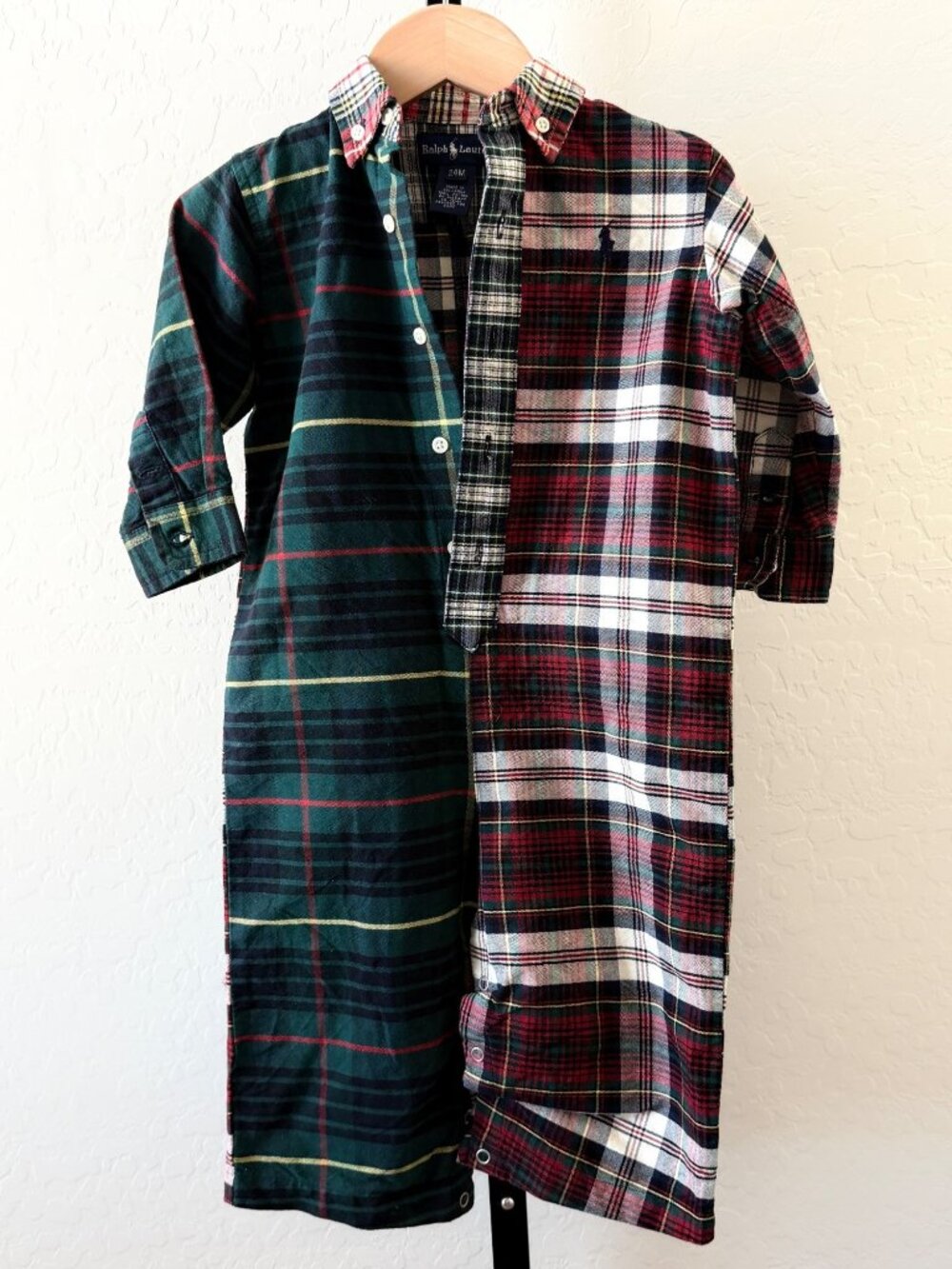 Ralph Lauren Baby Boys Plaid Flannel Button Front Coverall Romper 24M